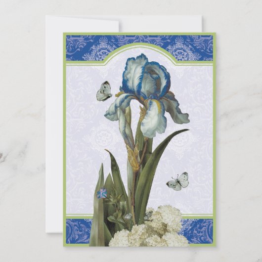 Delft Blue Iris Quatrefoil - Weddenschap Kaart (Achterkant)