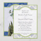 Delft Blue Iris Quatrefoil - Weddenschap Kaart (Voorkant / Achterkant)