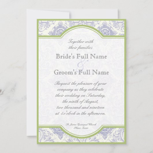 Delft Blue Iris Quatrefoil - Weddenschap Kaart (Voorkant)