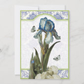 Delft Blue Iris Quatrefoil - Weddenschap Kaart (Achterkant)
