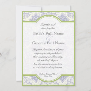 Delft Blue Iris Quatrefoil - Weddenschap Kaart