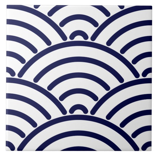 Delft Blue Koinobori Fish Scale Pattern Tegeltje (Voorkant)