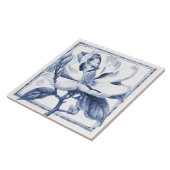 Delft Blue Magnolia Decor Art Nouveau Waterverf Tegeltje (Zijkant)