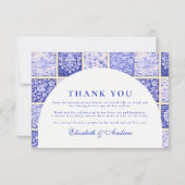 Delft Blue Patchwork Porcelain Wedding Bedankkaart (Voorkant)