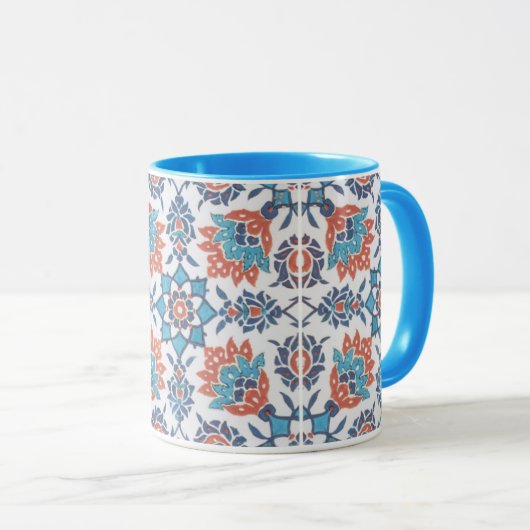 Delft Blue Red Pattern Art Coffee Mok (Voorkant rechts)