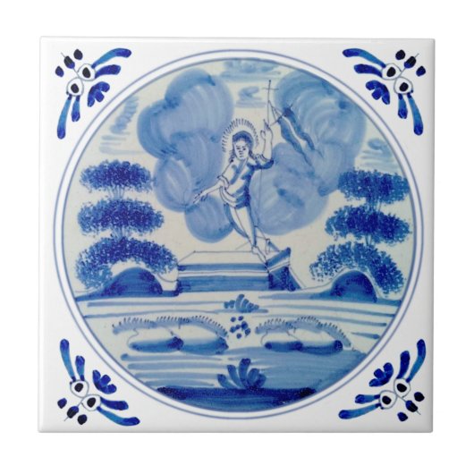 Delft Blue Reurrection of Christus c1760 Repro Tegeltje (Voorkant)