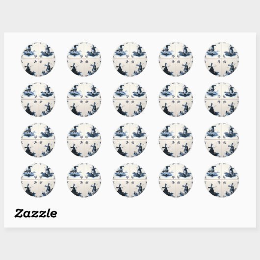delft blue ronde sticker (Vel)