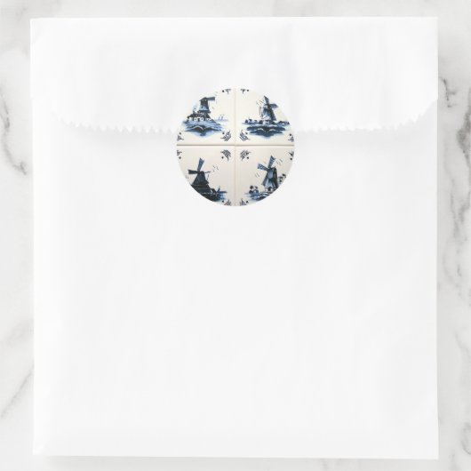 delft blue ronde sticker (Tas)