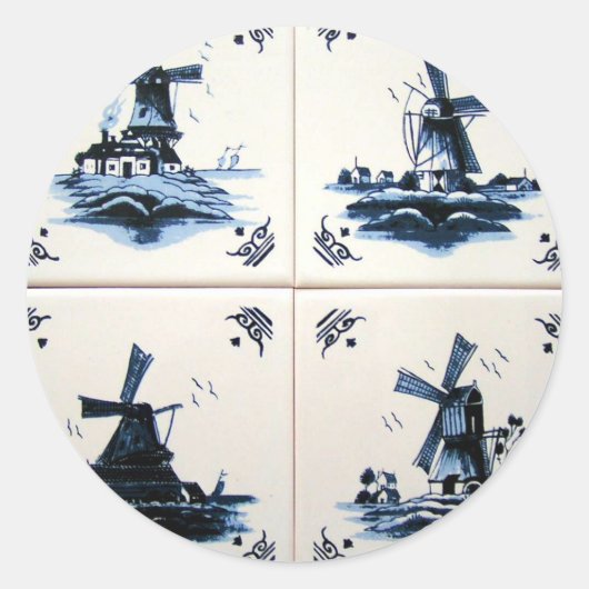 delft blue ronde sticker (Voorkant)