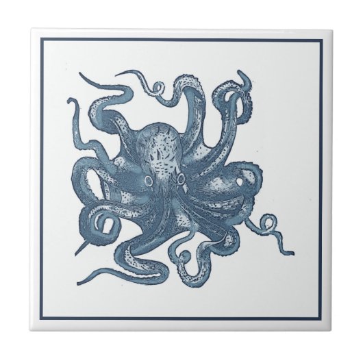 Delft Blue  Steampunk Octopus of Devilfish Tegeltje (Voorkant)