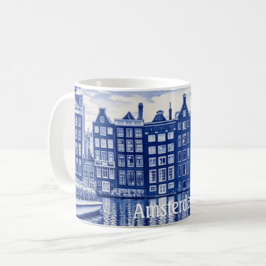 Delft Blue style mug: Amsterdam Koffiemok (Voorkant links)