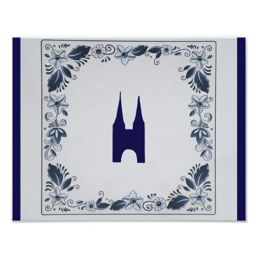 Delft blue tegel Eastern Gate in Delft Foto Afdruk (Voorkant)