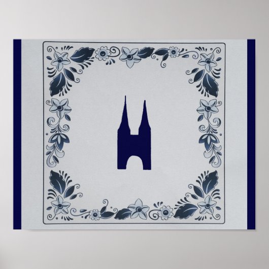 Delft blue tegel Eastern Gate in Delft Poster (Voorkant)