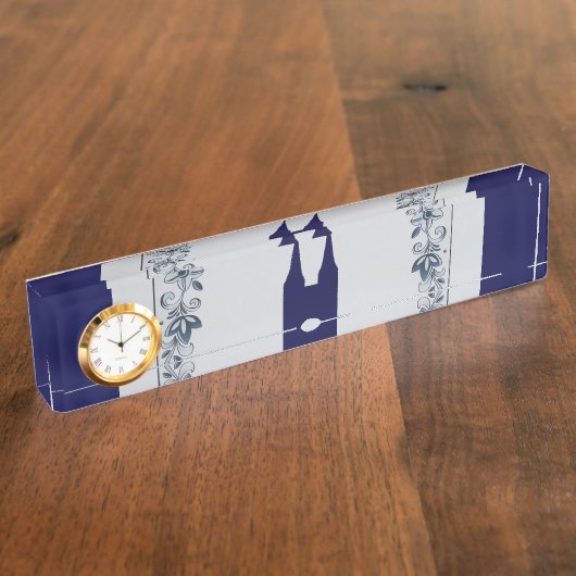 Delft blue tegel in het oosten naambordje (Zijkant)