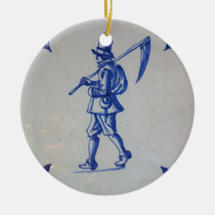 Delft Blue Tegel - Mower die cyaan of sikkel vervo Keramisch Ornament