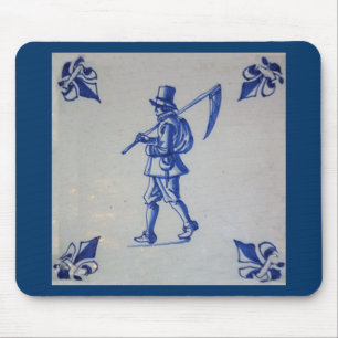 Delft Blue Tegel - Mower die cyaan of sikkel vervo Muismat