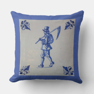 Delft Blue Tegel - Sjabloon afspeelkaarten Kussen