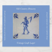 Delft Blue Tegel - Sjabloon Bier Etiket (Enkel label)