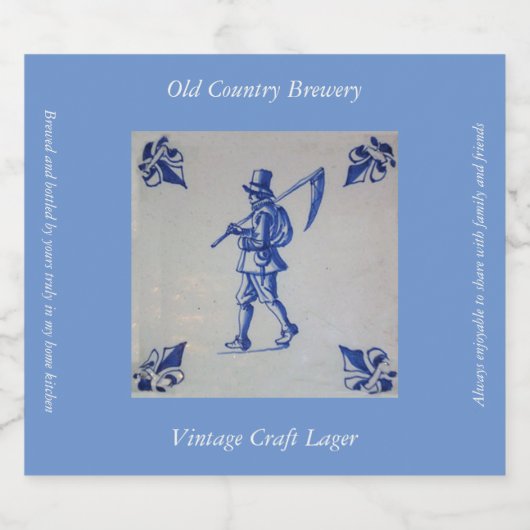Delft Blue Tegel - Sjabloon Bier Etiket (Enkel label)