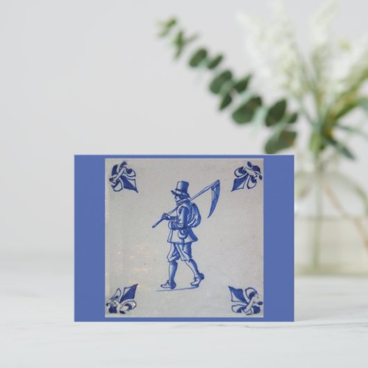 Delft Blue Tegel - Sjabloon Briefkaart (Staand voorkant)
