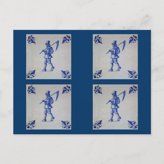 Delft Blue Tegel - Sjabloon Briefkaart (Voorkant)