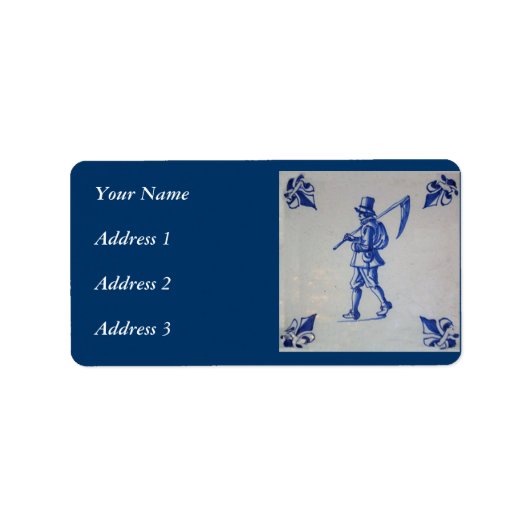 Delft Blue Tegel - Sjabloon Etiket (Voorkant)