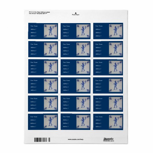 Delft Blue Tegel - Sjabloon Etiket (Full Sheet)