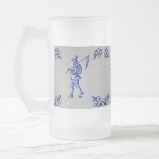 Delft Blue Tegel - Sjabloon Matglas Bierpul (Links)