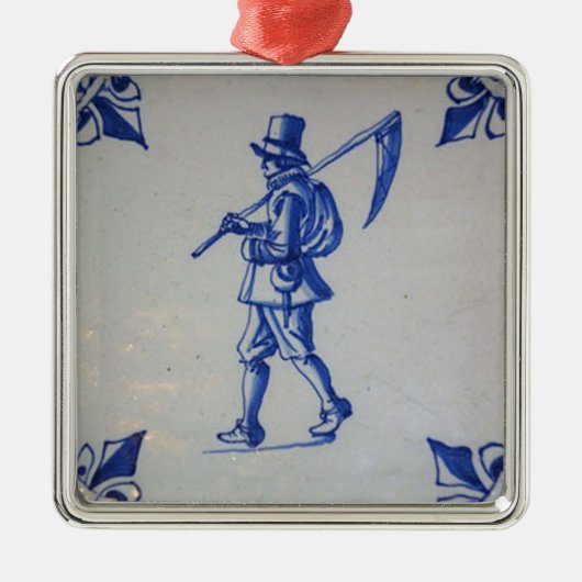 Delft Blue Tegel - Sjabloon Metalen Ornament (Voorkant)