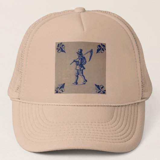 Delft Blue Tegel - Sjabloon Trucker Pet (Voorkant)