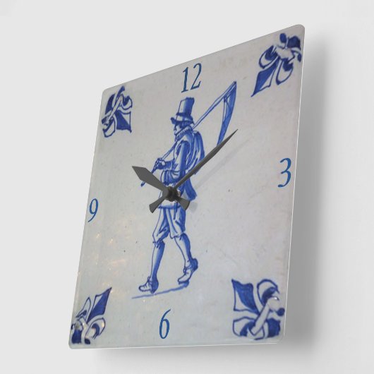 Delft Blue Tegel - Sjabloon Vierkante Klok (Hoek)