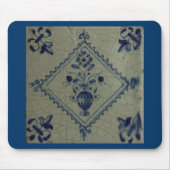 Delft Blue Tegel - Vase met bloemen en Bouquet Muismat (Voorkant)