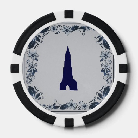 Delft blue tile New Church in Delft Pokerchips (Voorkant)