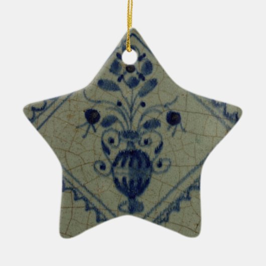 Delft Blue Tile - Vase met Flowers en Bouquet Keramisch Ornament (Voorkant)