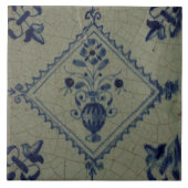 Delft Blue Tile - Vase met Flowers en Bouquet Tegeltje (Voorkant)