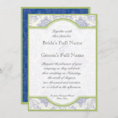 Delft Blue Toile Quatrefoil - Weddenschap Kaart (Voorkant / Achterkant)