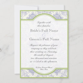 Delft Blue Toile Quatrefoil - Weddenschap Kaart