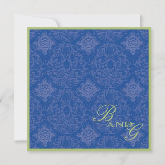 Delft Blue Toile Quatrefoil - Weddenschap Kaart (Achterkant)