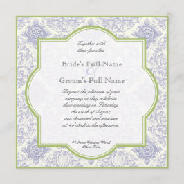 Delft Blue Toile Quatrefoil - Weddenschap Kaart