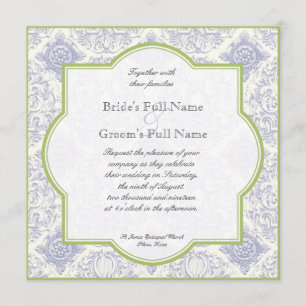 Delft Blue Toile Quatrefoil - Weddenschap Kaart
