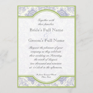 Delft Blue Toile Quatrefoil - Weddenschap Kaart