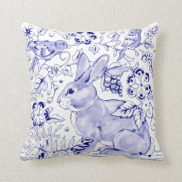 Delft Blue White Bunny Rabbit Birds Dedham Elegant Kussen