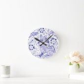 Delft Blue White Bunny Rabbit Birds Dedham Elegant Ronde Klok (Huis)