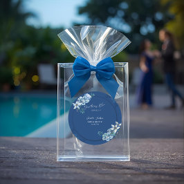 Delft Blue White Chinoiserie Floral Bridal Shower  Ronde Sticker