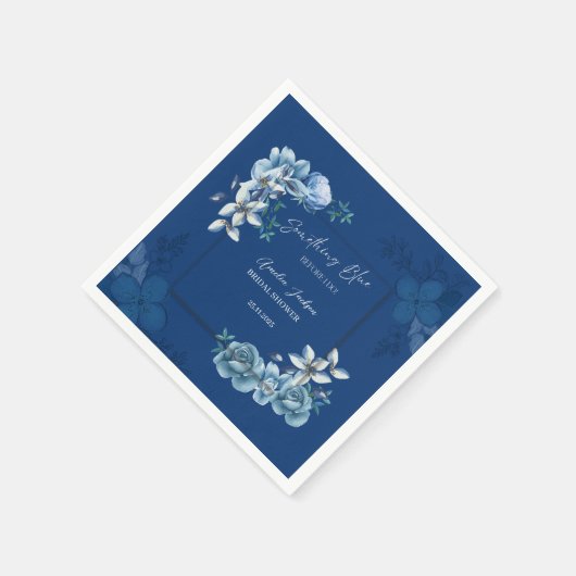 Delft Blue White Chinoiserie Floral Bridal Shower Servet (Hoek)