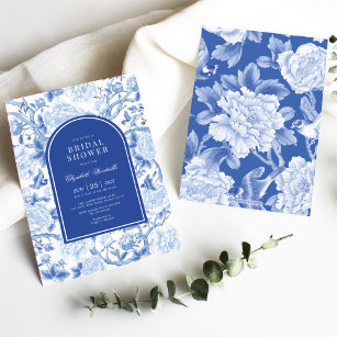 Delft Blue White Chinoiserie Floral Vrijgezellenfe Kaart
