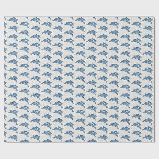 Delft Blue White Rabbit Bunny Hare  Dedham Cadeaupapier (Vlak)