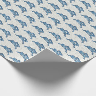 Delft Blue White Rabbit Bunny Hare Vintage Dedham Cadeaupapier