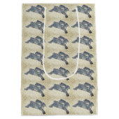 Delft Blue & White Rabbit Tile Design  Hare Medium Cadeauzakje (Achterkant)