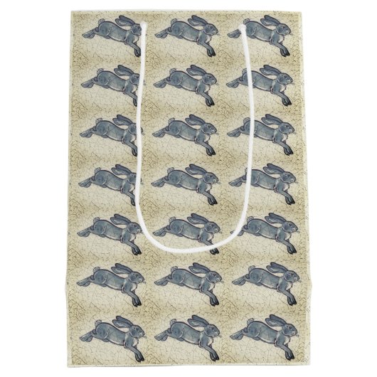 Delft Blue & White Rabbit Tile Design  Hare Medium Cadeauzakje (Achterkant)